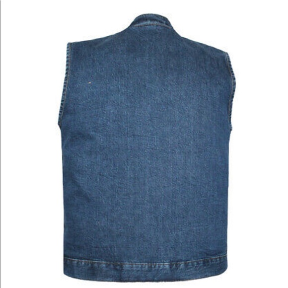 Men Denim Motorcycle Concealed Carry Vest - Picture 4 of 5